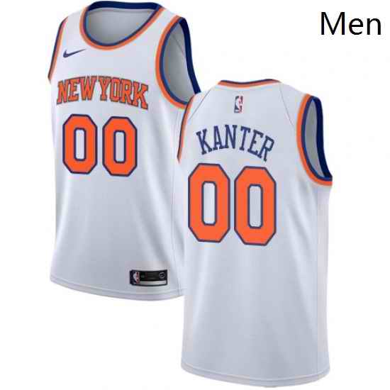 Mens Nike New York Knicks 00 Enes Kanter Swingman White NBA Jersey Association Edition